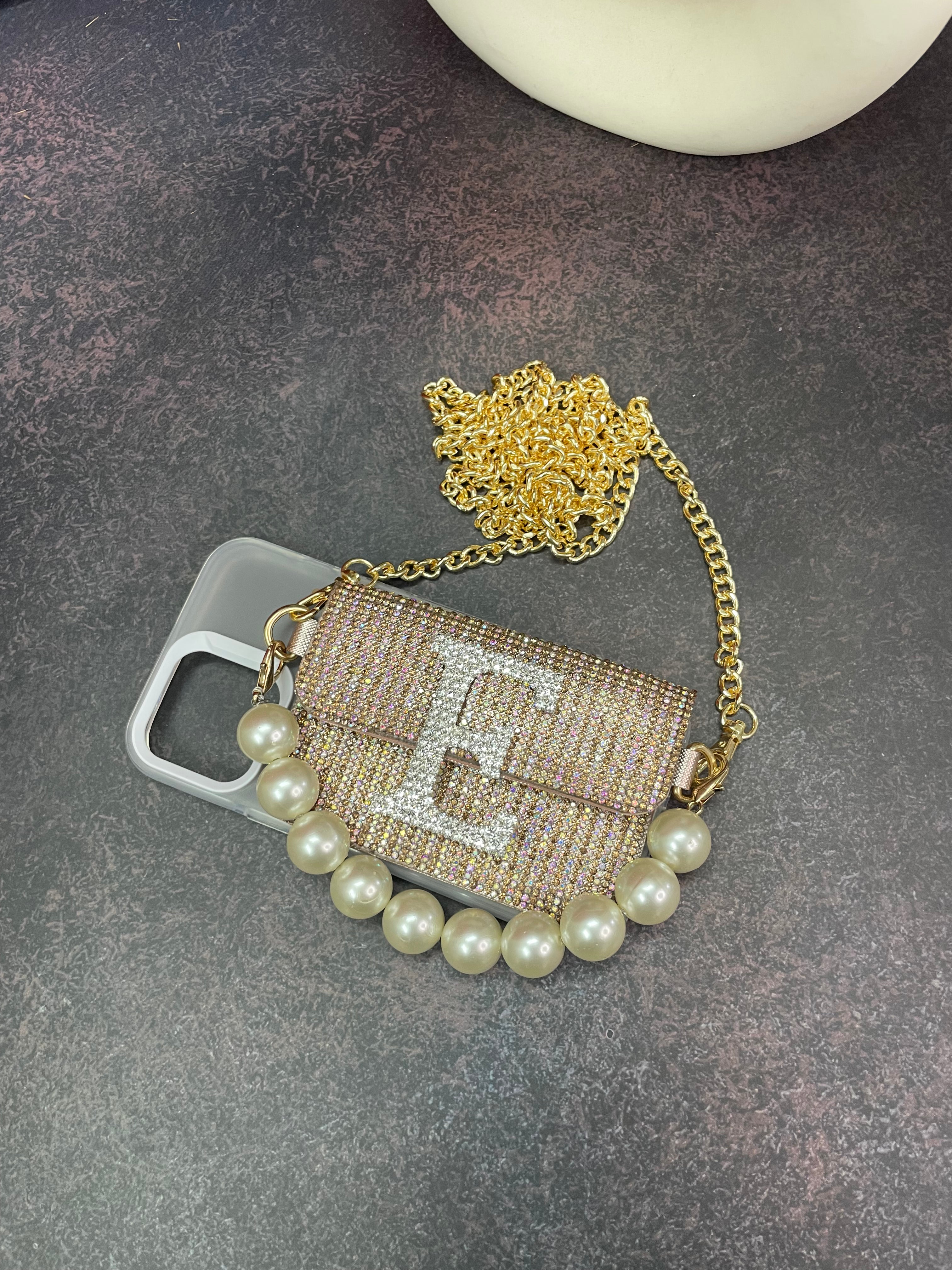 ROSE GOLD BEADED PHONE SLING