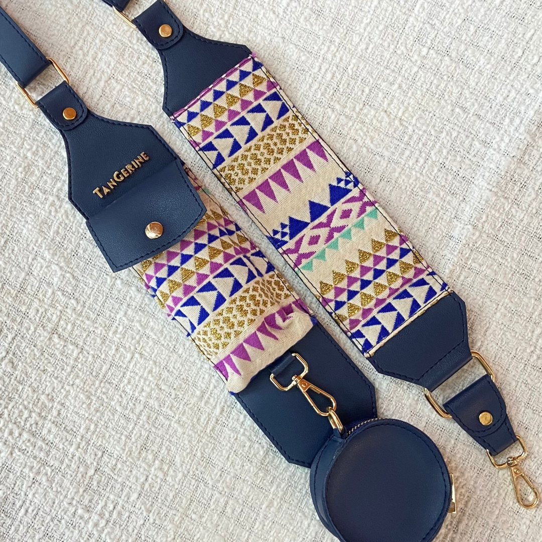 Blue Purple Pop Cloth on Pocket Pochette only Belt