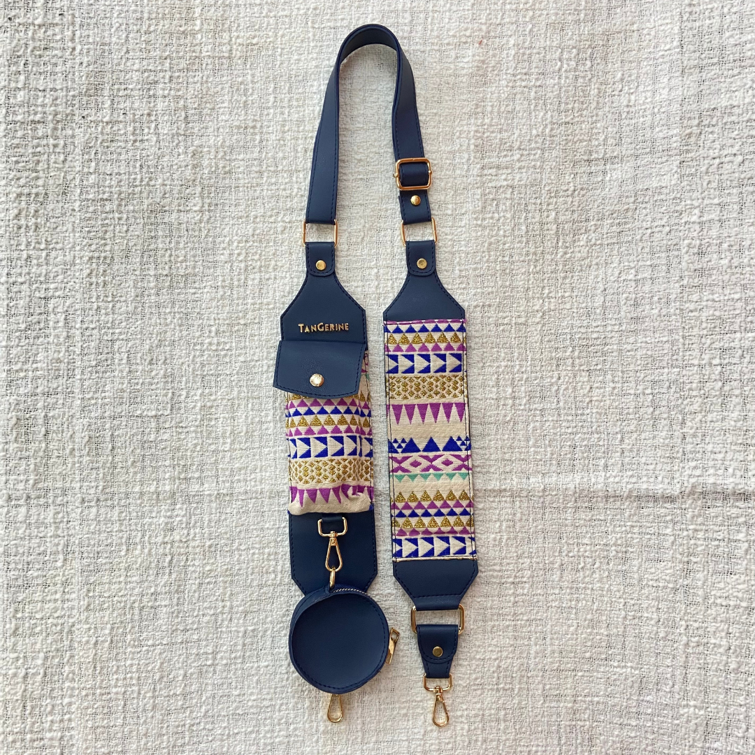 Blue Purple Pop Cloth on Pocket Pochette only Belt