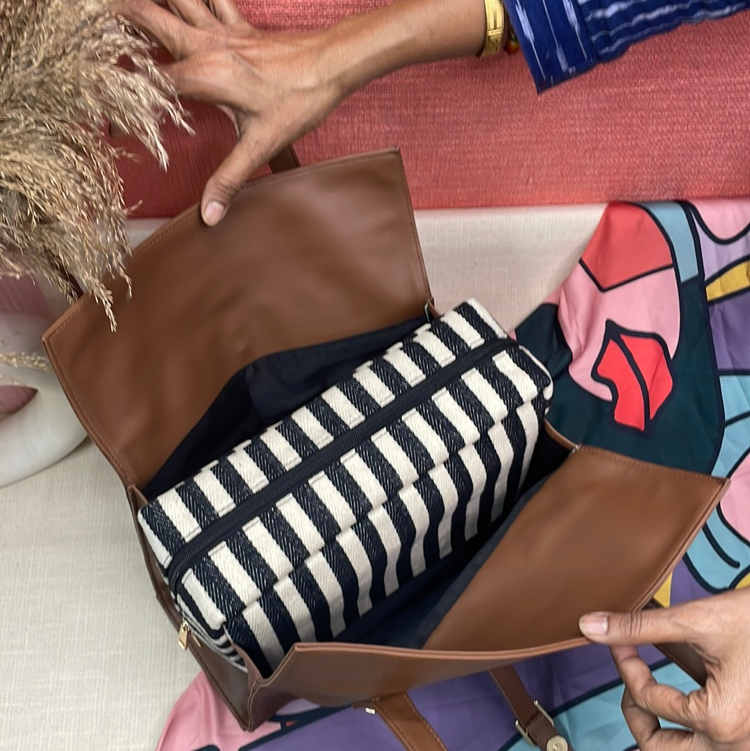 Brown With Black  & White Stripes Leera 12inch