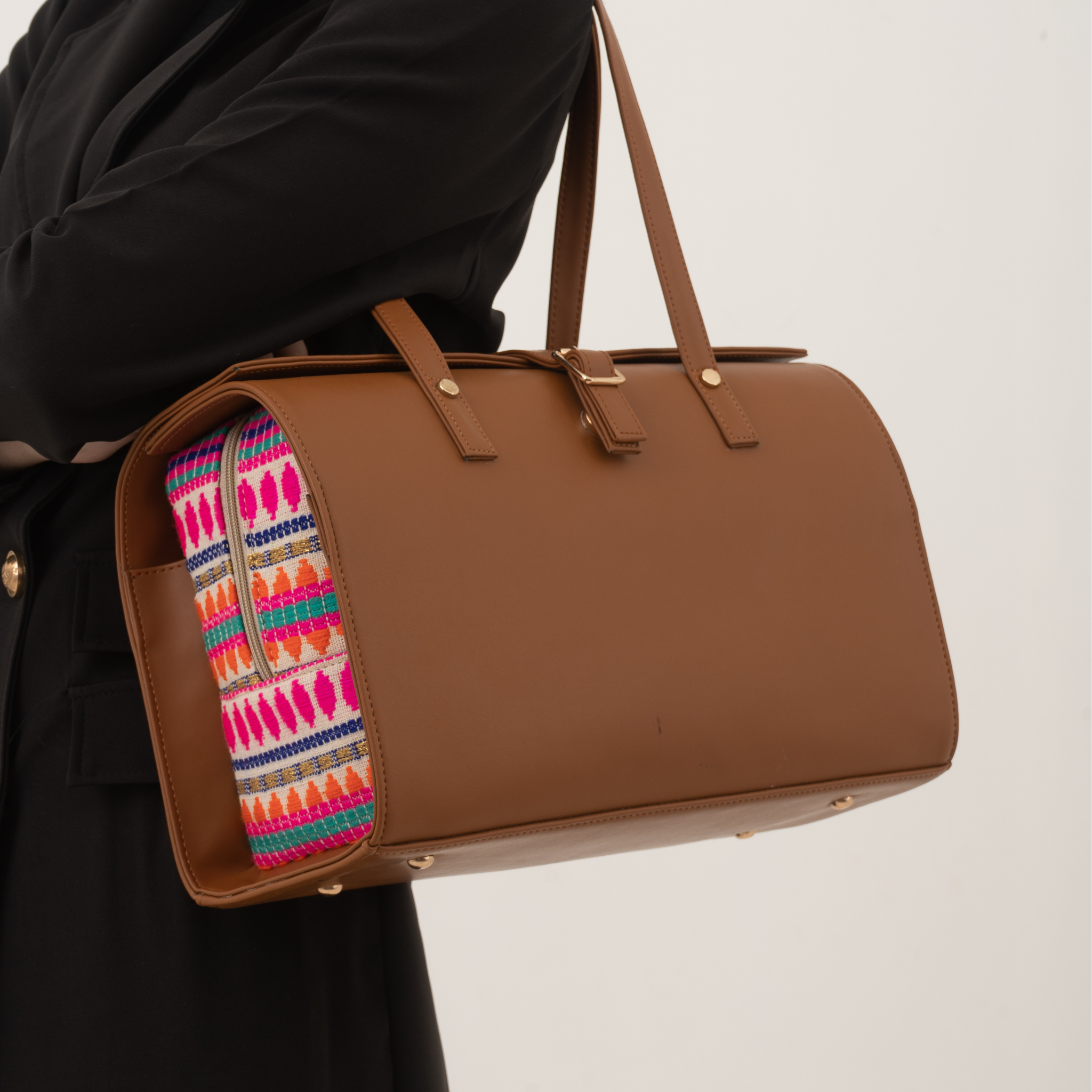 Tan Pink Bullet Leera 16inch Bag