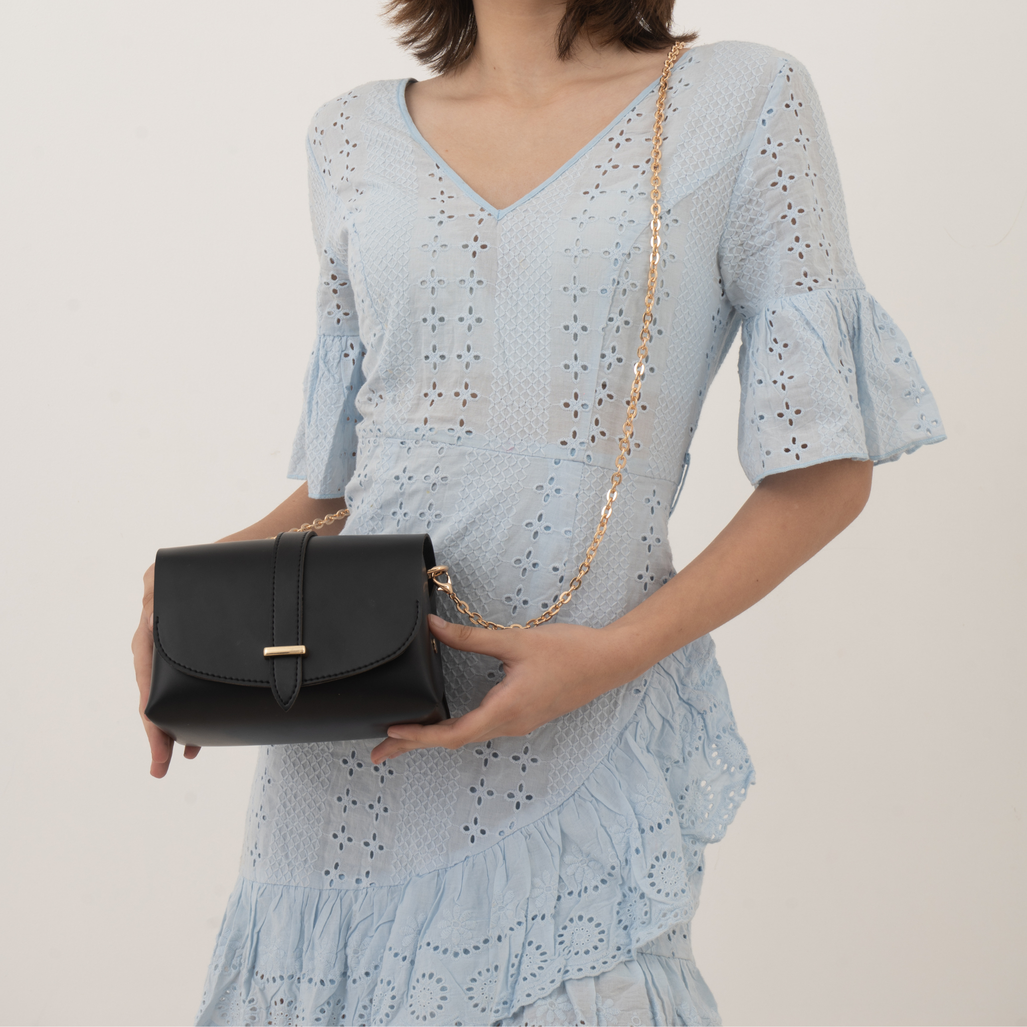 Black Eva + Black with Multi-Color Diamond Cloth on Pocket Pochette Belt with Phone Case