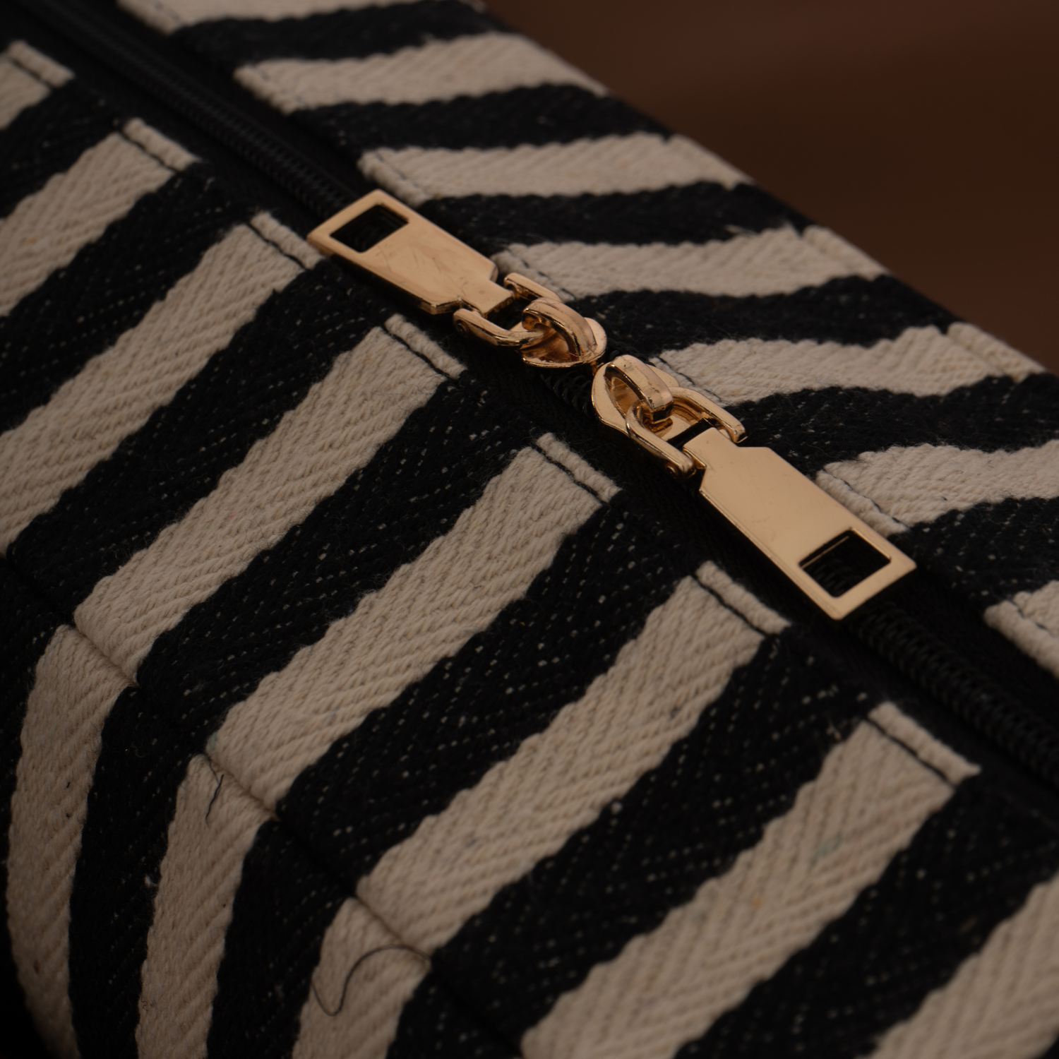 Brown with Black & White Stripes Leera 16inch Bag