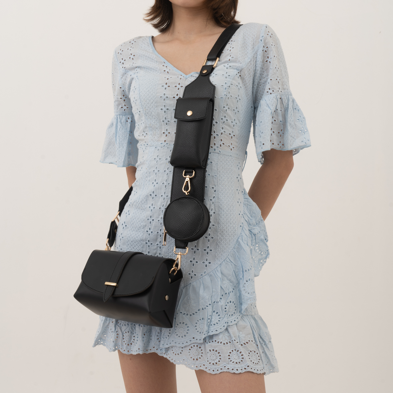 Black Eva + Black Plain Pochette Belt with Phone Case