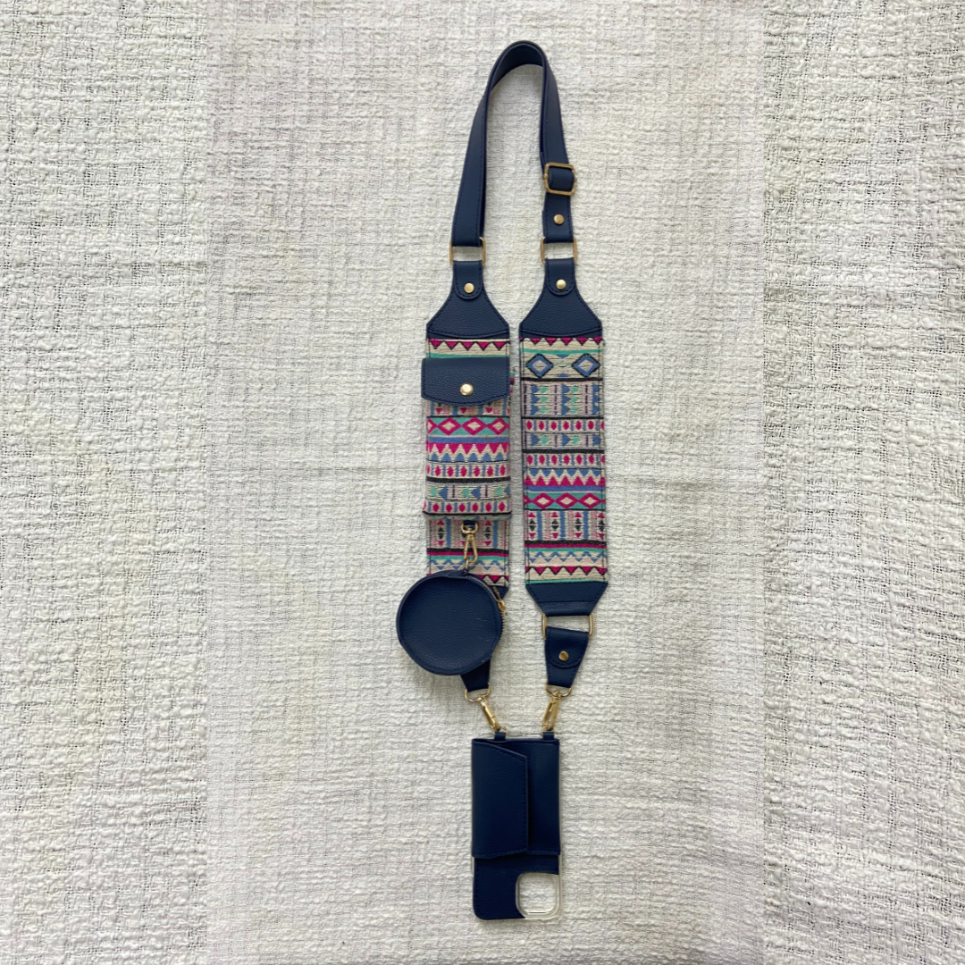 Blue Purple Pop Cloth on Pocket Pochette only Belt