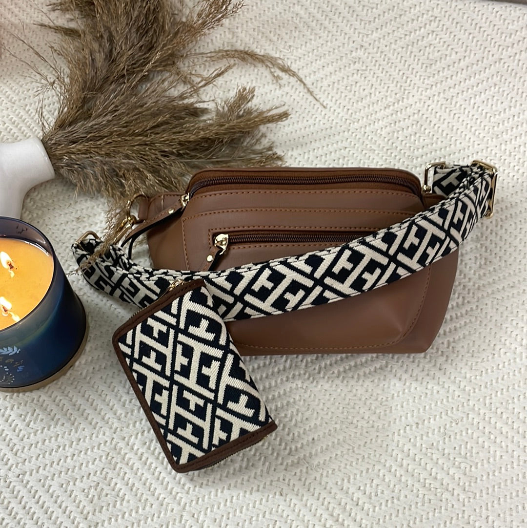 BUM BAG IN BROWN + WALLET