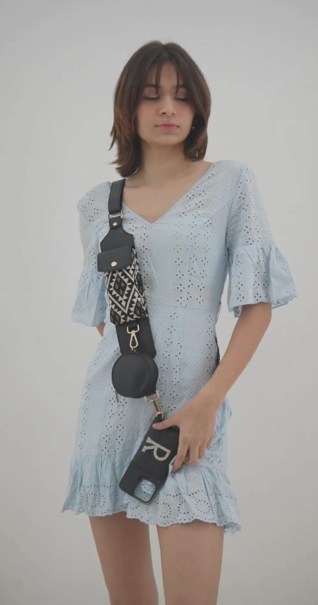 Black with Black Diamond Cloth on Pocket Pochette Belt with phone case