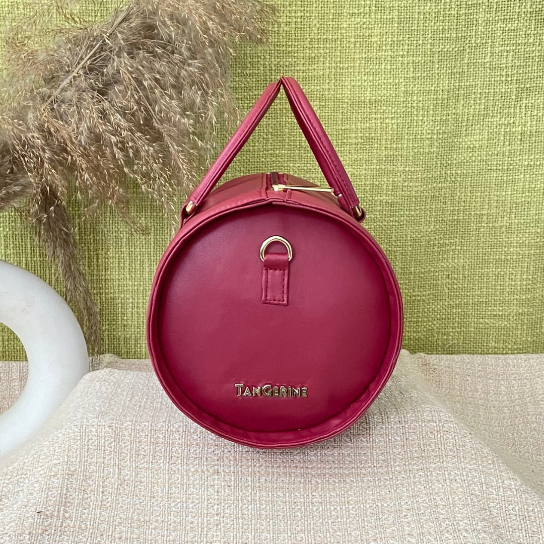 Maroon Barrel Bag Small.