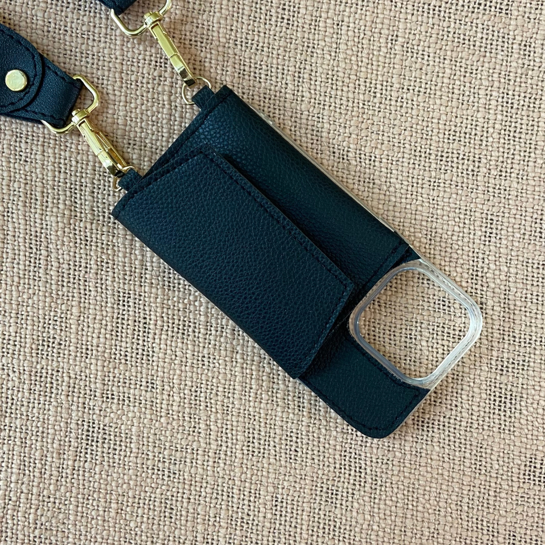 Black Eva + Black with Multi-Color Diamond Pochette Belt with Phone Case