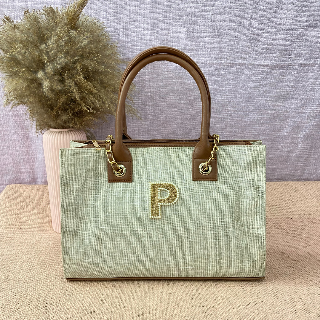 Beige Chain Tote 15inch