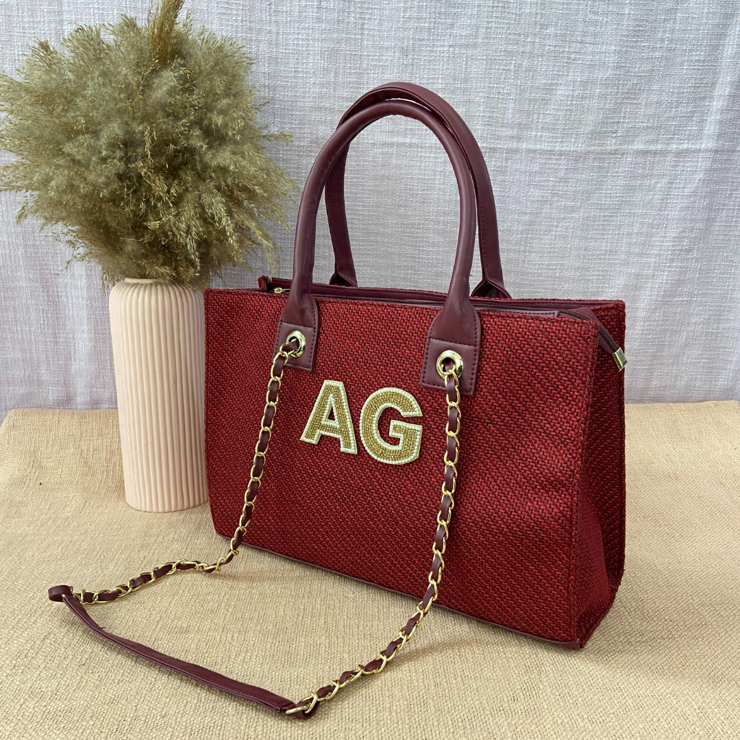 Mulberry Red Chain Tote 15inch.