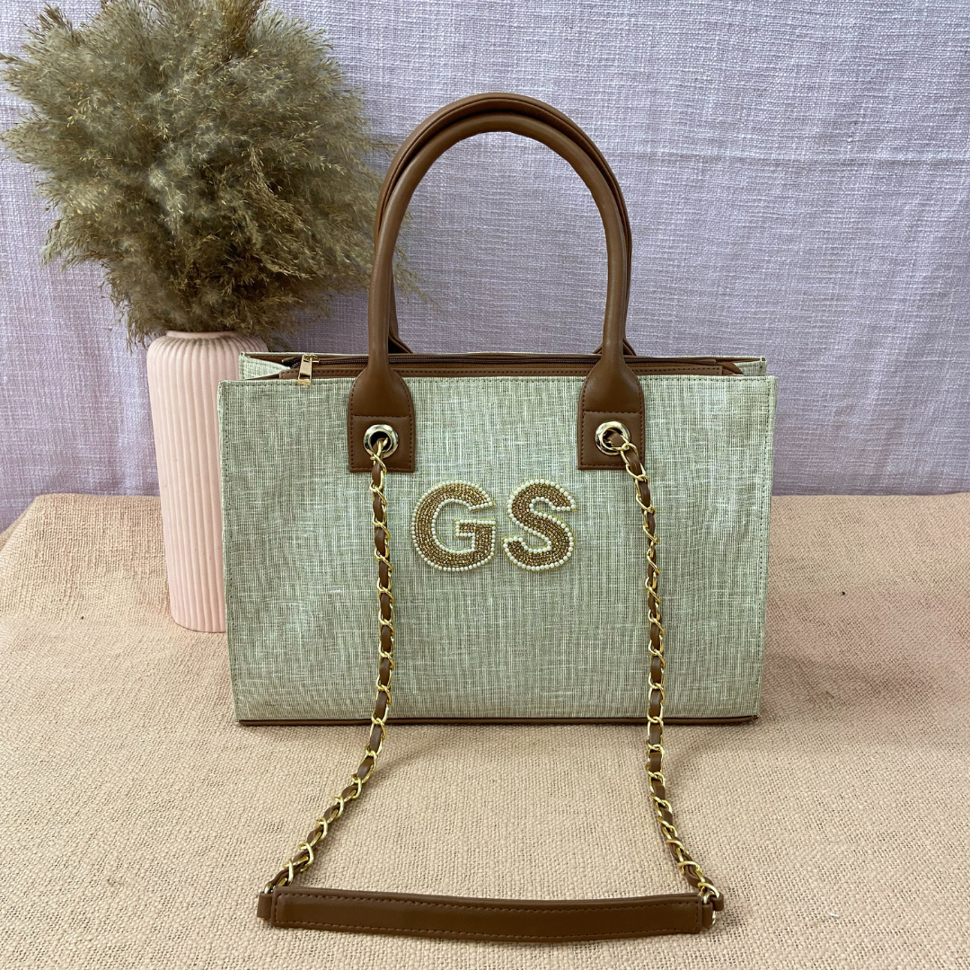 Beige Chain Tote 15inch