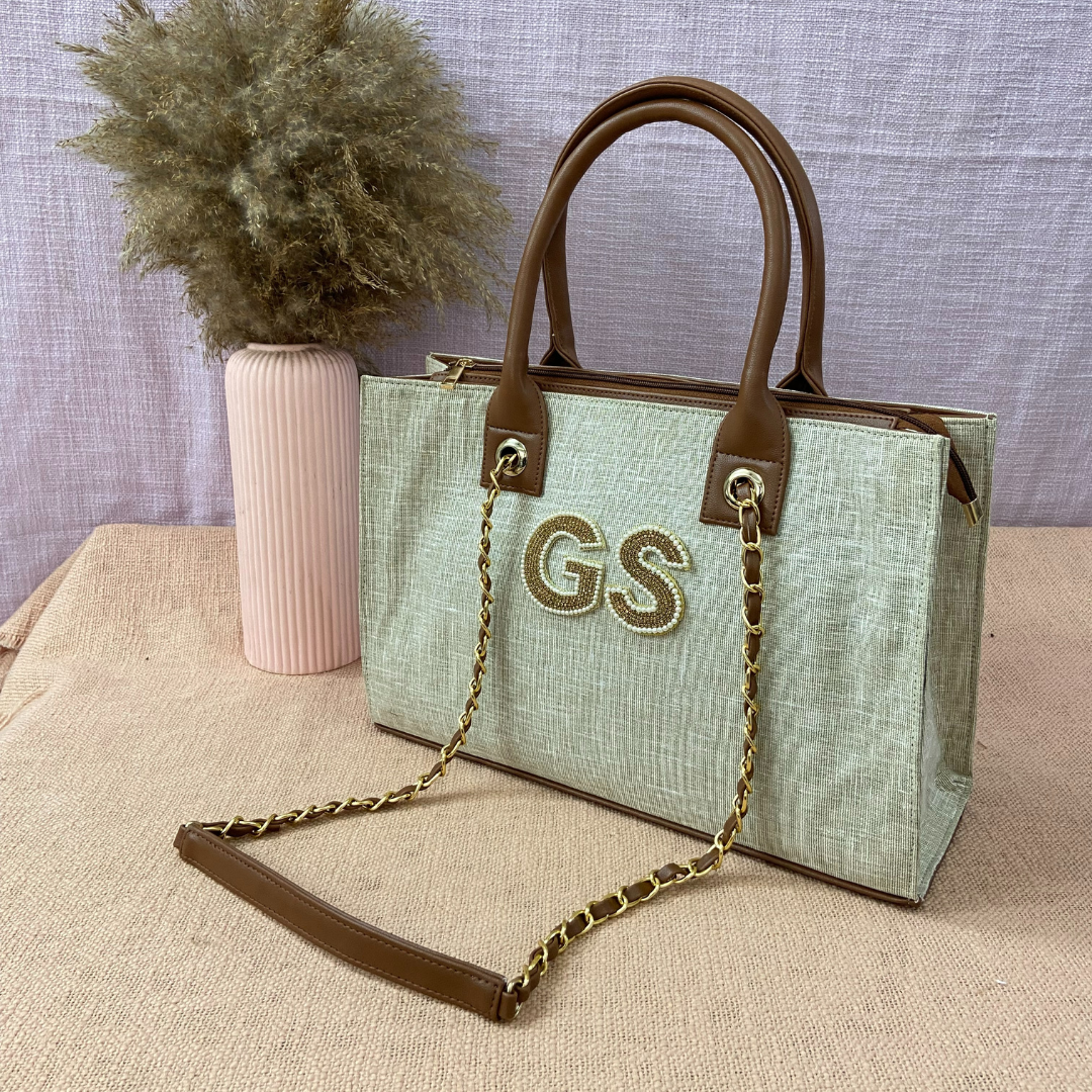 Beige Chain Tote 15inch