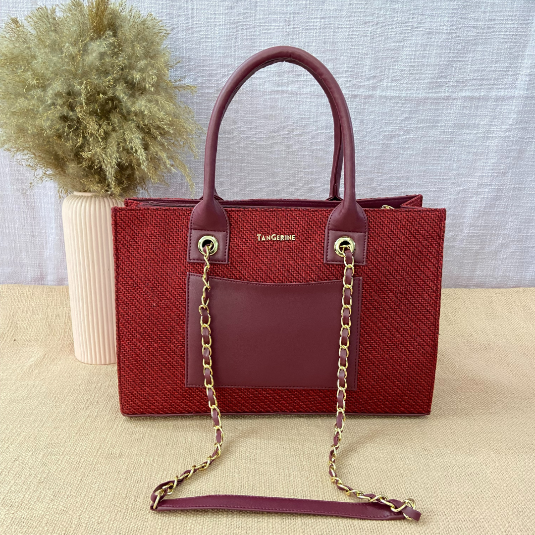 Mulberry Red Chain Tote 15inch.