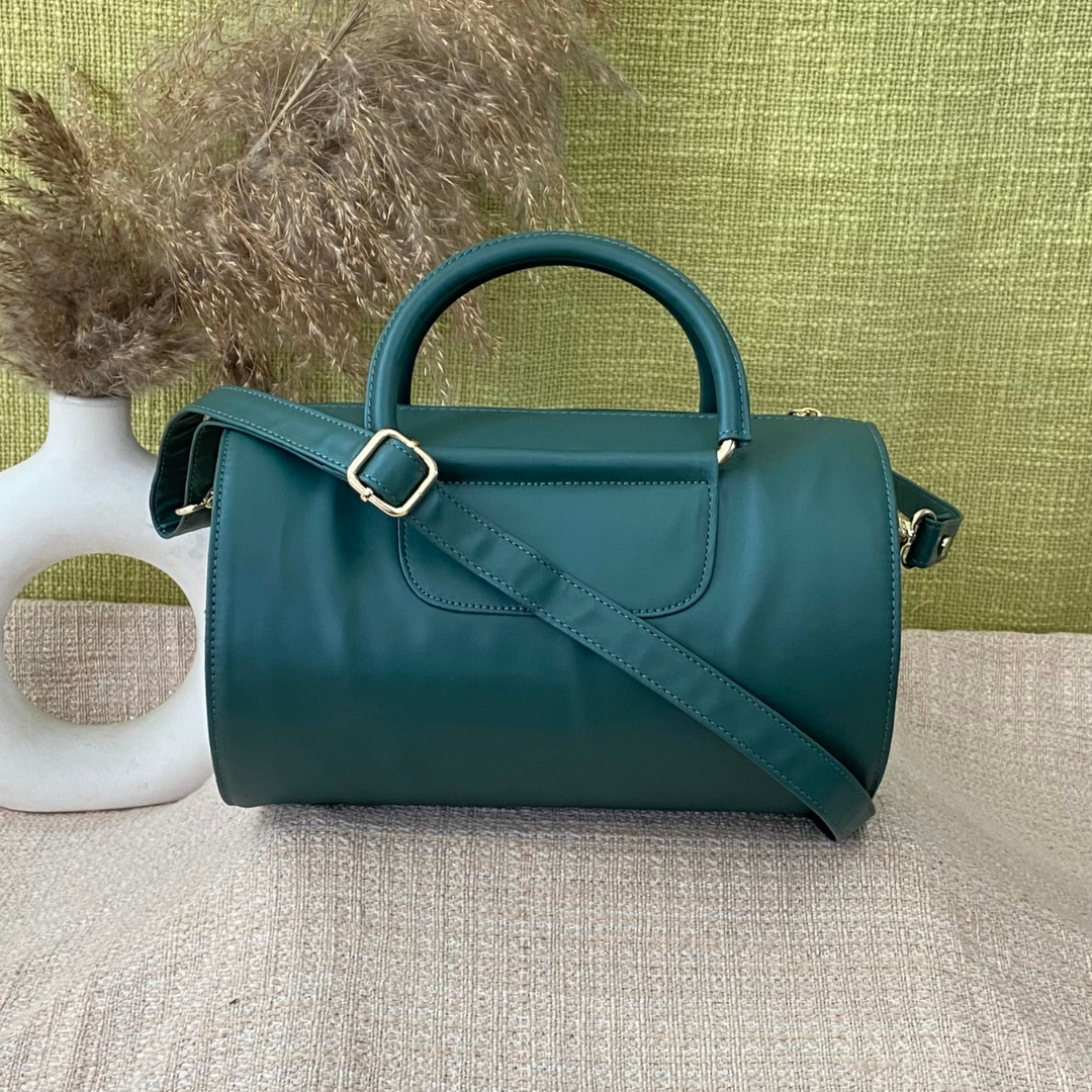 Bottle Green Barrel Bag Small.