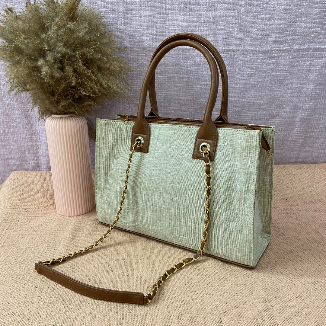 Beige Chain Tote 15inch