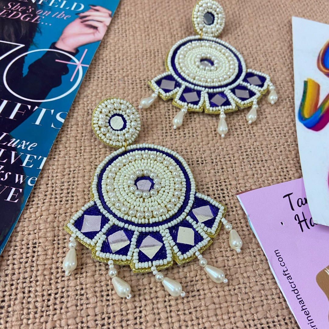 Boho Mirror Bliss In Navy Earrings