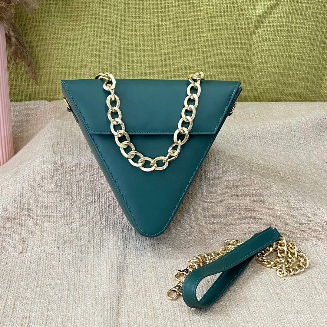 Matte Green Triangular Bag