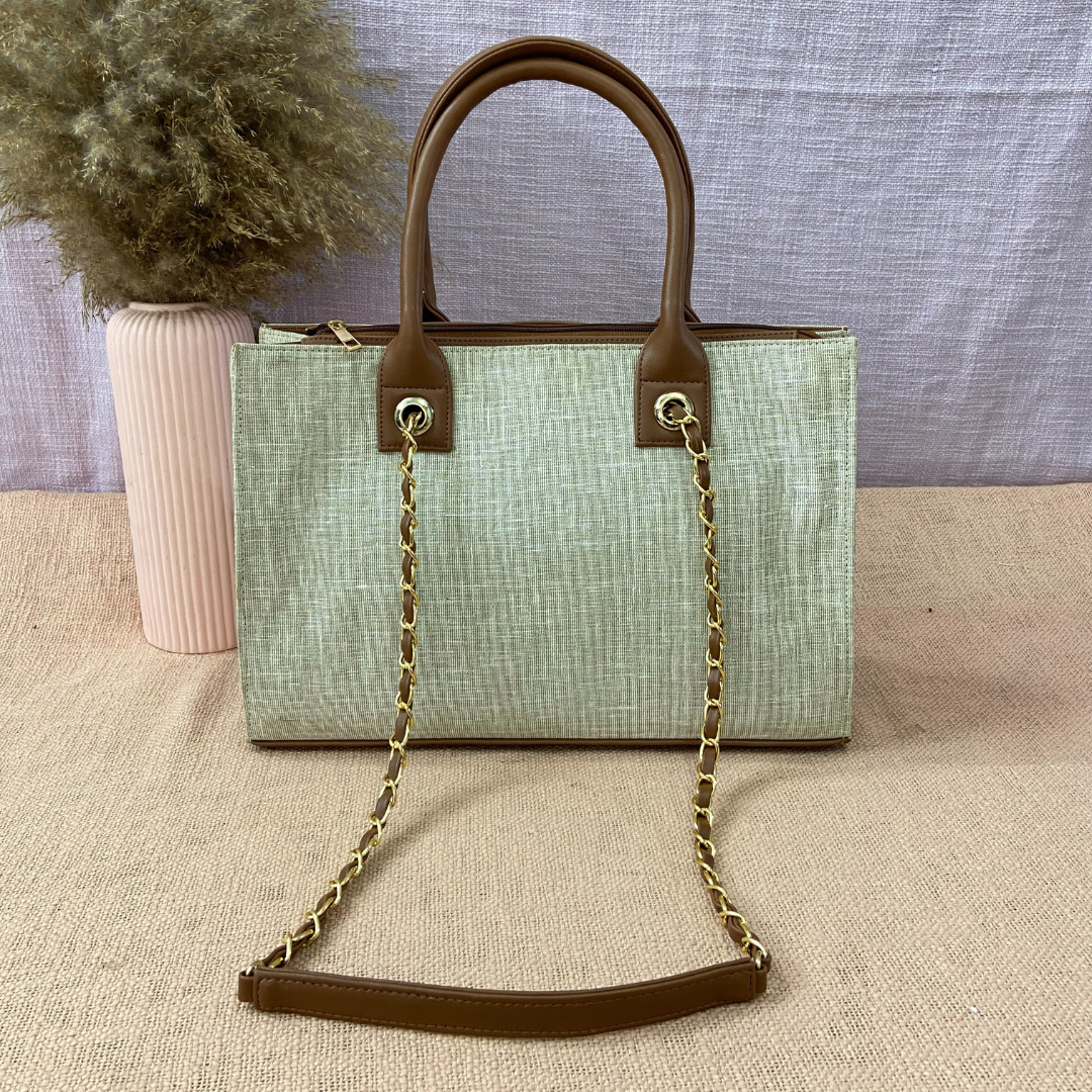 Beige Chain Tote 15inch
