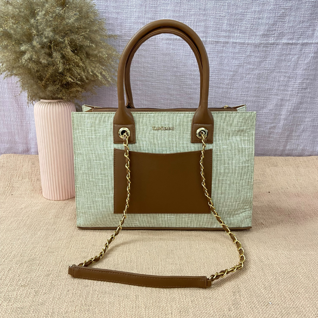 Beige Chain Tote 15inch