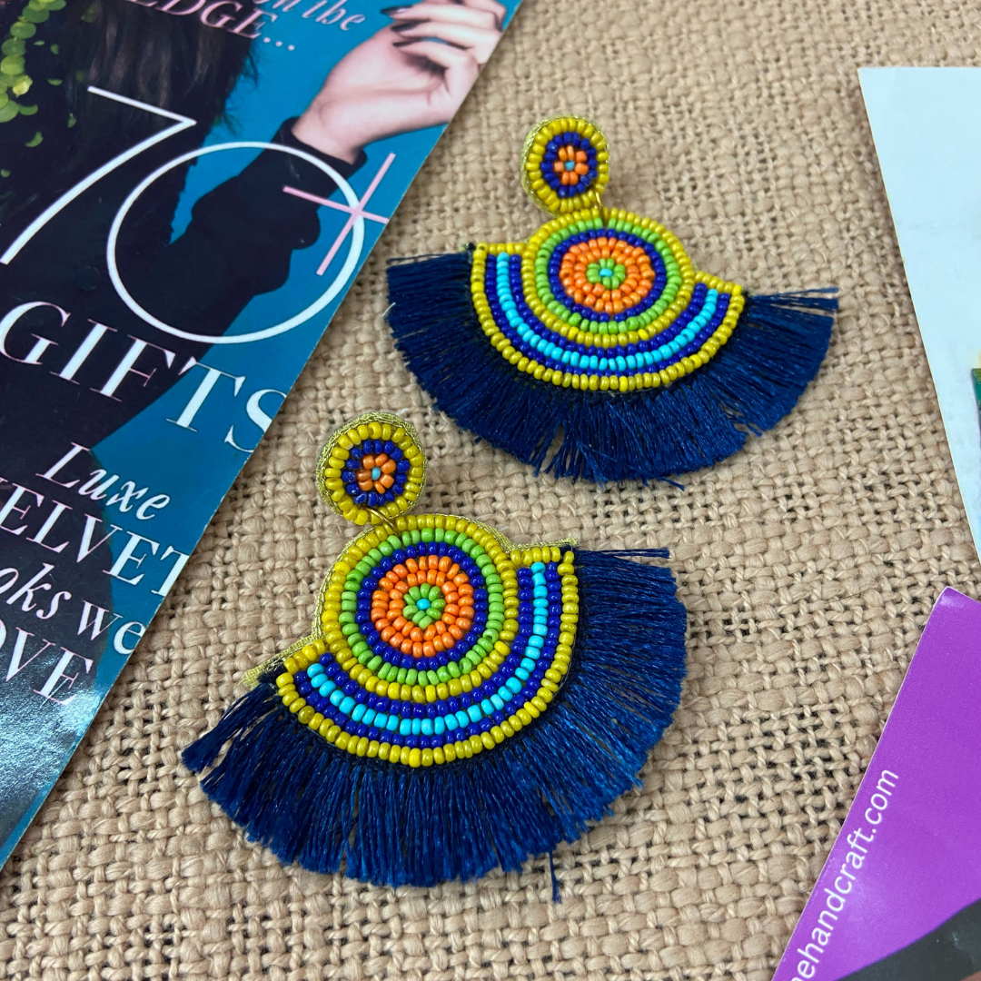 Enchanté Blue Tasseled Earrngs