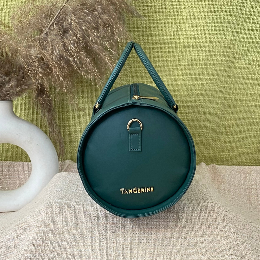 Bottle Green Barrel Bag Small.