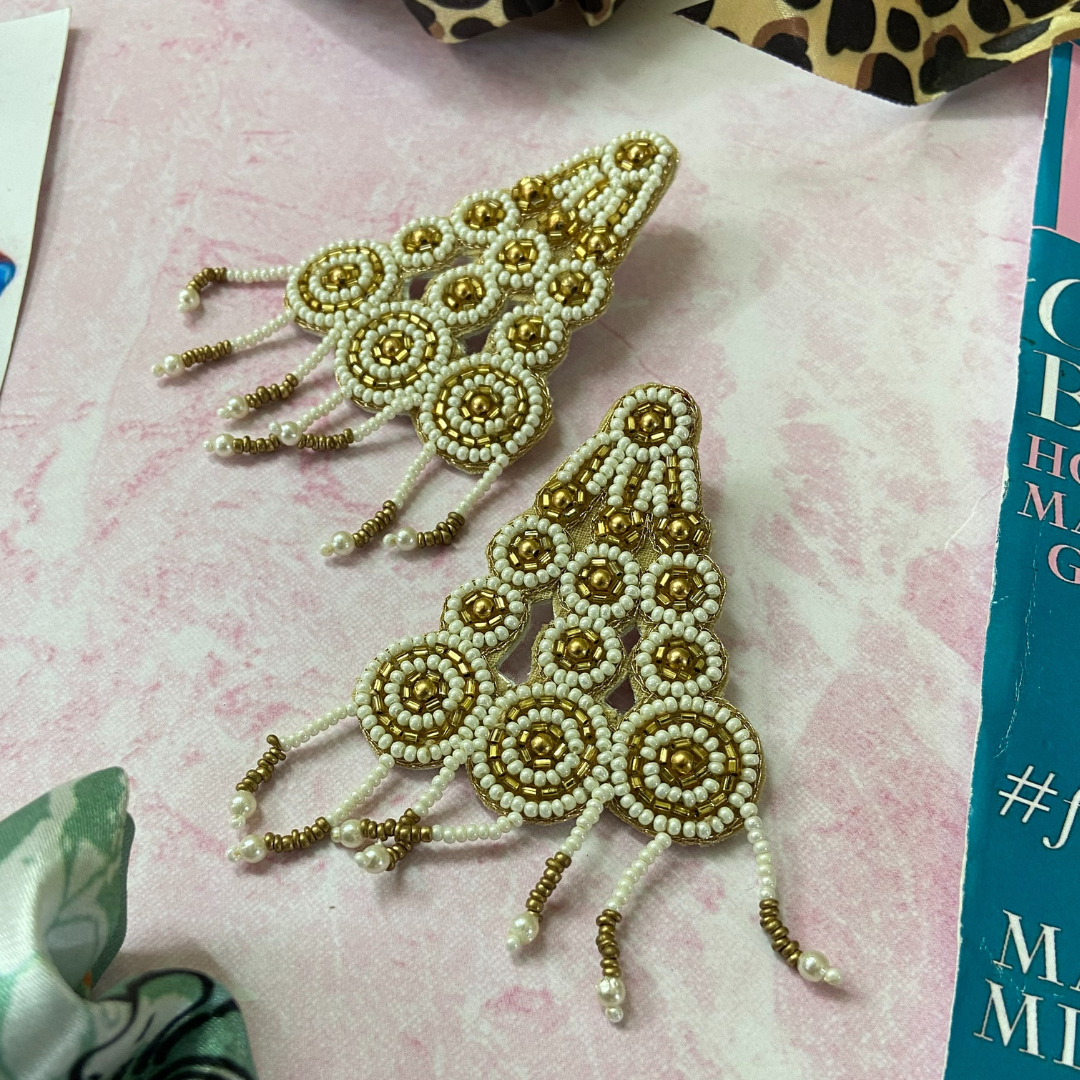 Myra Cream & Gold Earrings