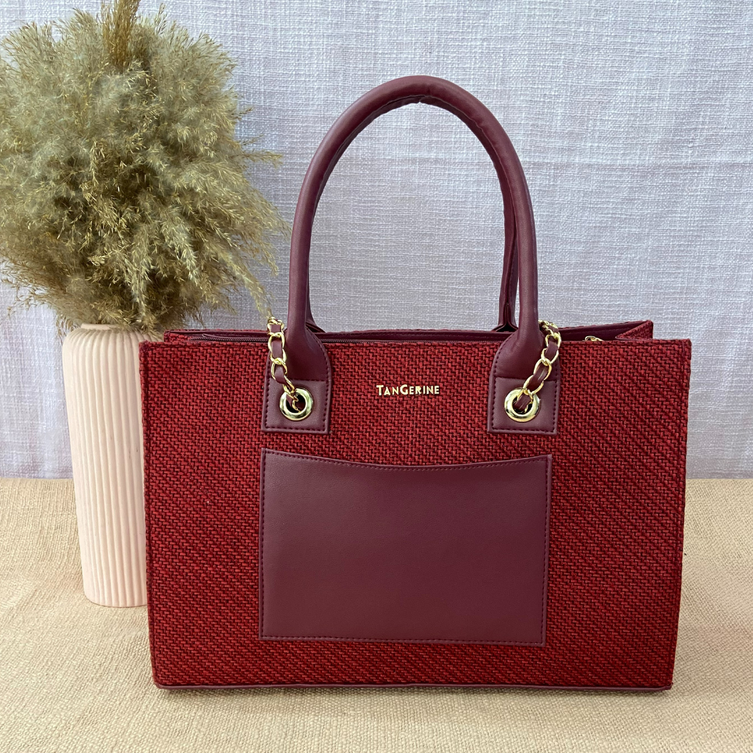 Mulberry Red Chain Tote 15inch.