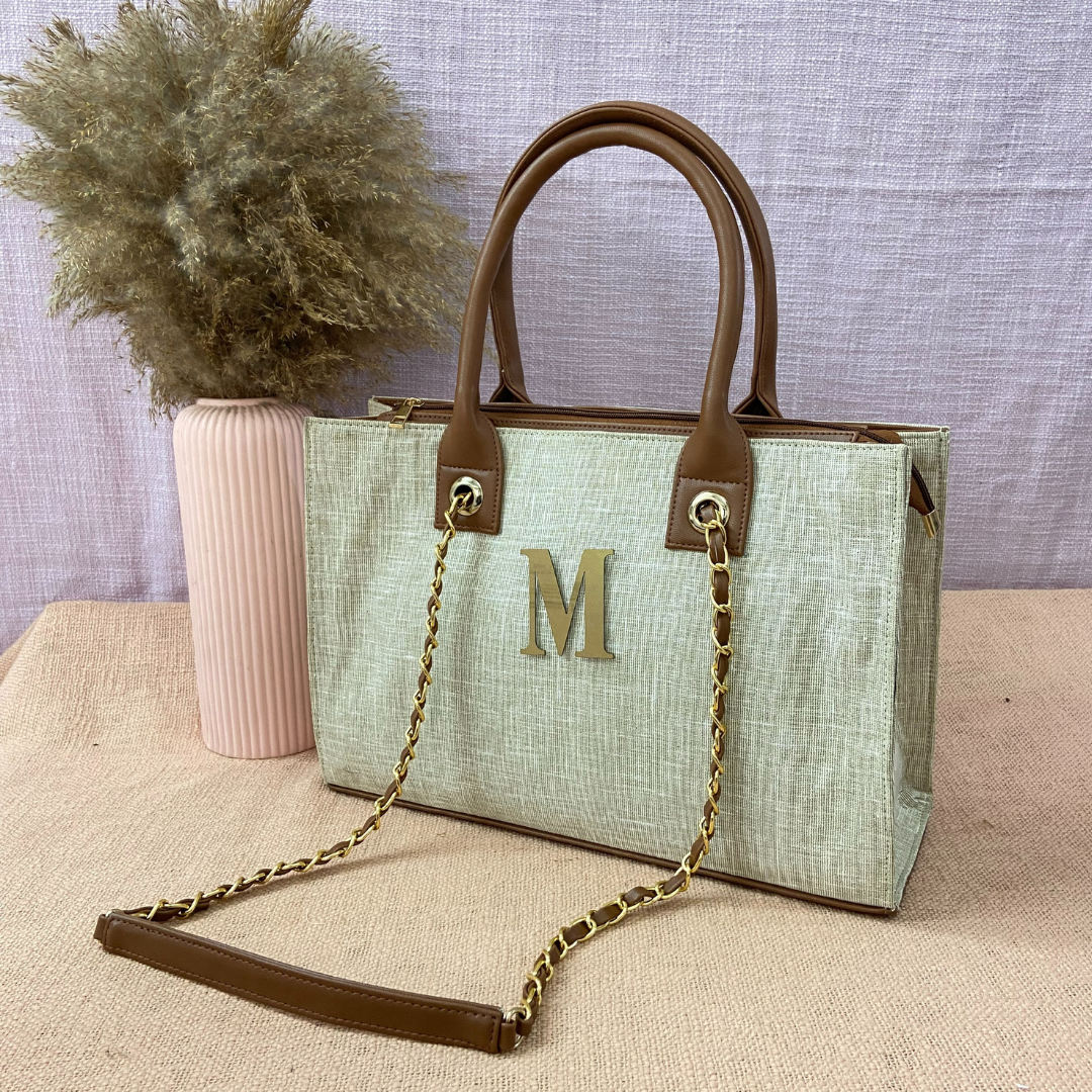 Beige Chain Tote 15inch