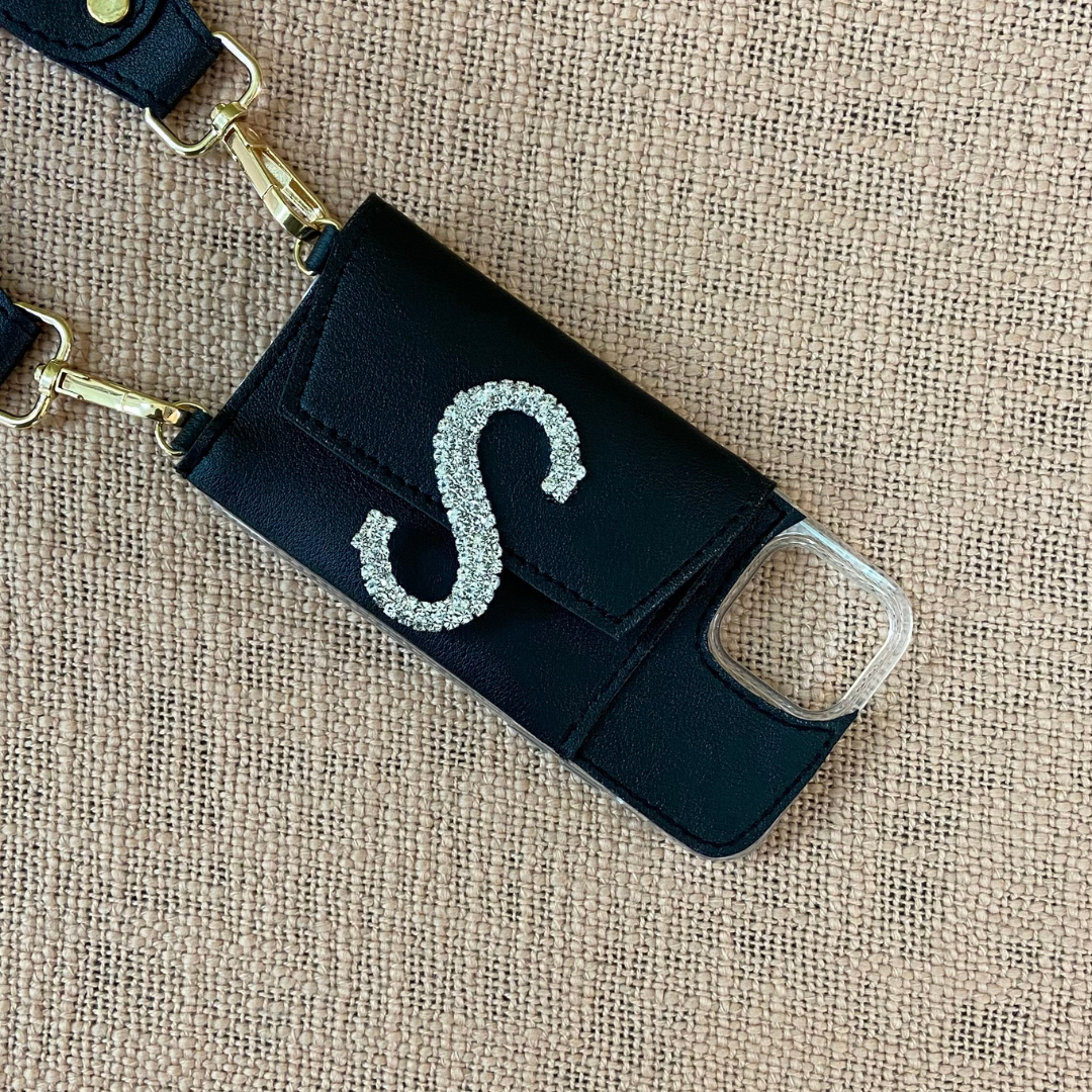 Black Eva + Black with Multi-Color Diamond Pochette Belt with Phone Case