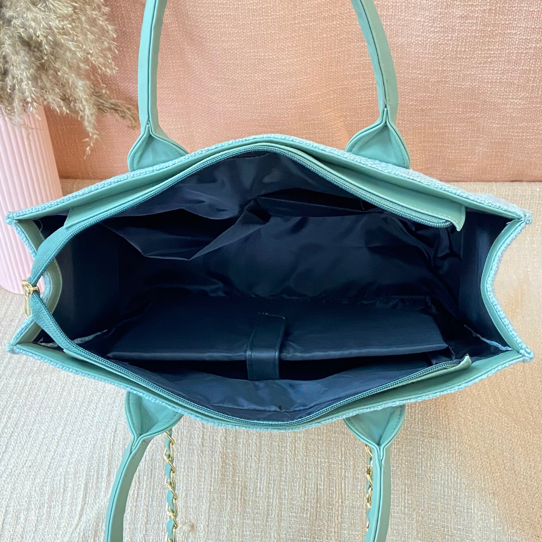 Mint Green Chain Tote 15inch.