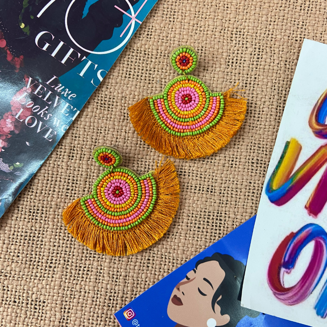 Enchanté Orange Tasseled Earrings