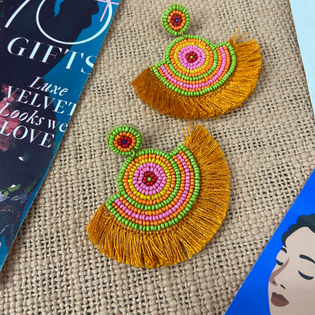 Enchanté Orange Tasseled Earrings