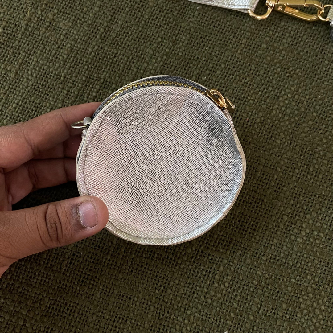 Silver Metalic Plain Pochette only Belt