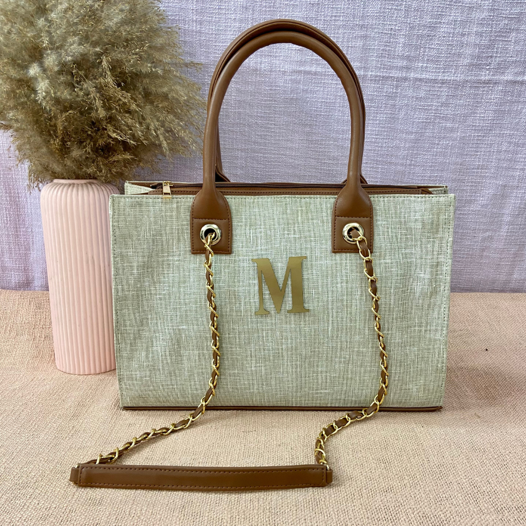 Beige Chain Tote 15inch