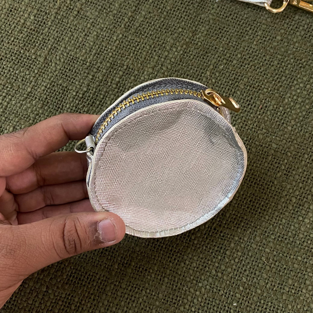 Silver Metalic Plain Pochette only Belt