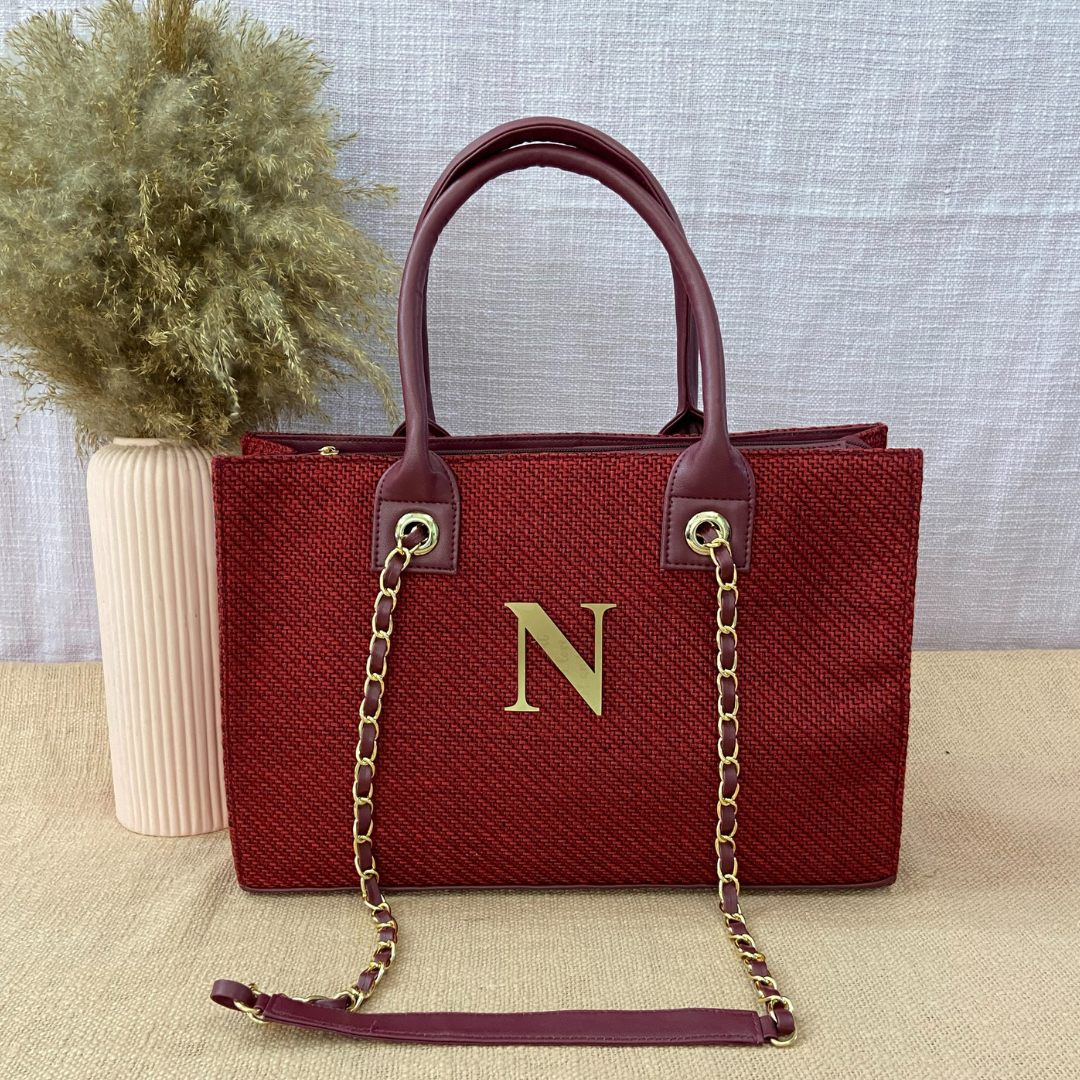 Mulberry Red Chain Tote 15inch.