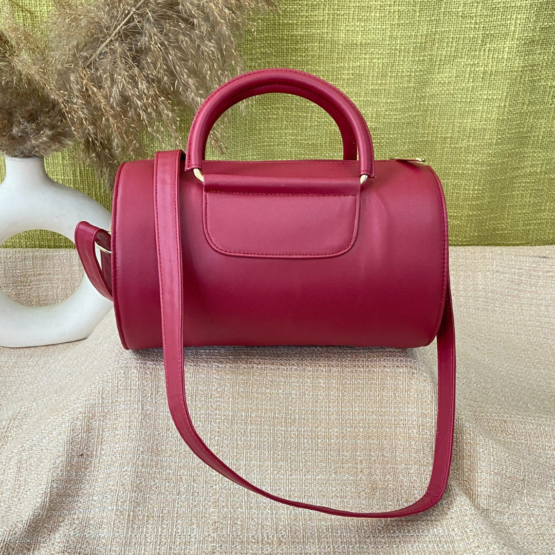 Maroon Barrel Bag Small.