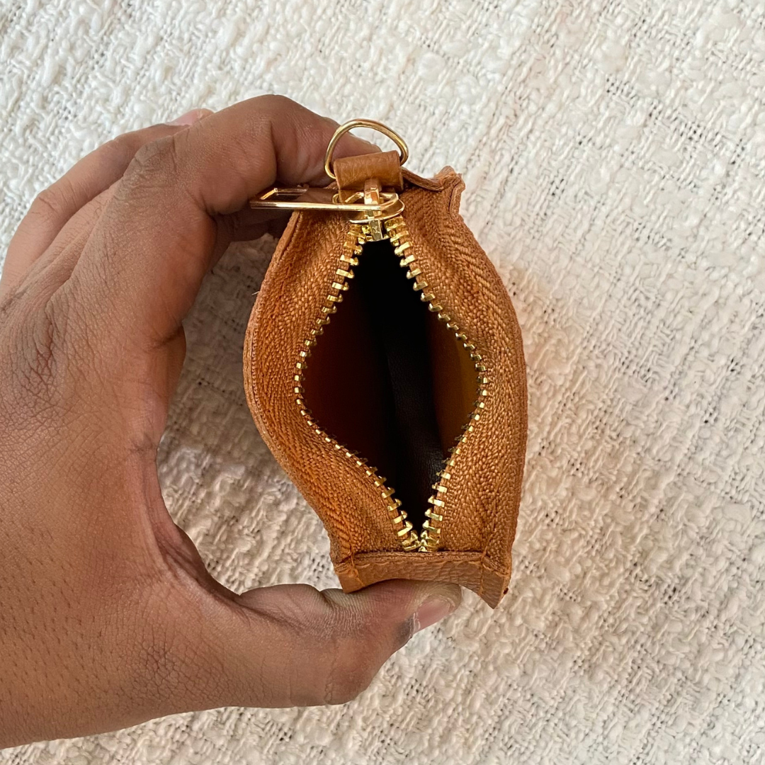 Tan Plain Pochette Belt with Phone Case