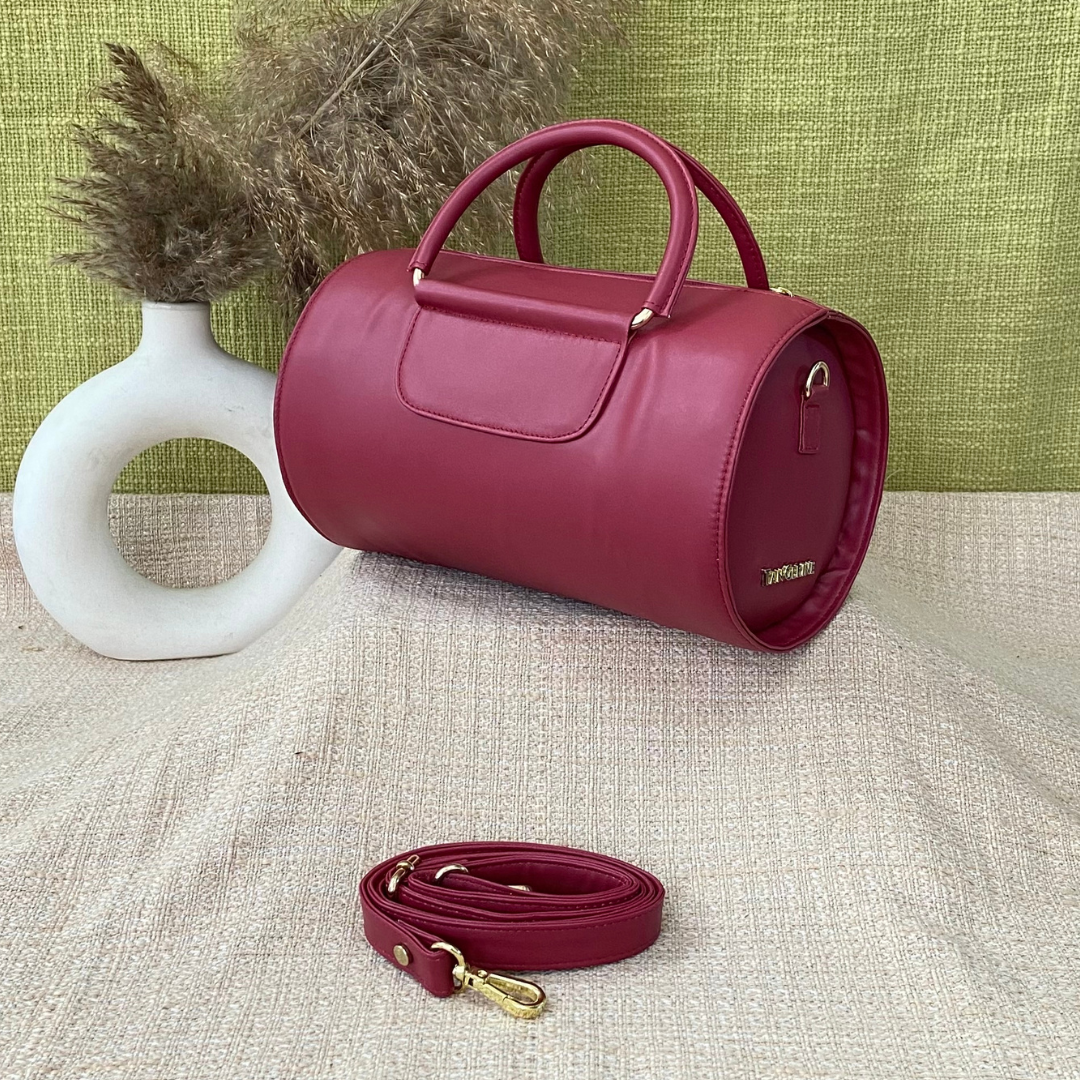 Maroon Barrel Bag Small.