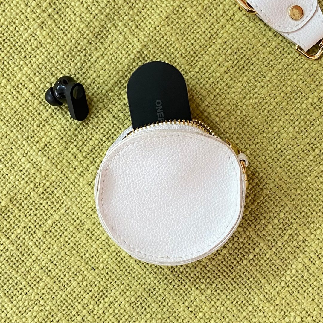 White with Mint & Pink Diamond Cloth on Pocket Pochette Belt with Phone Case