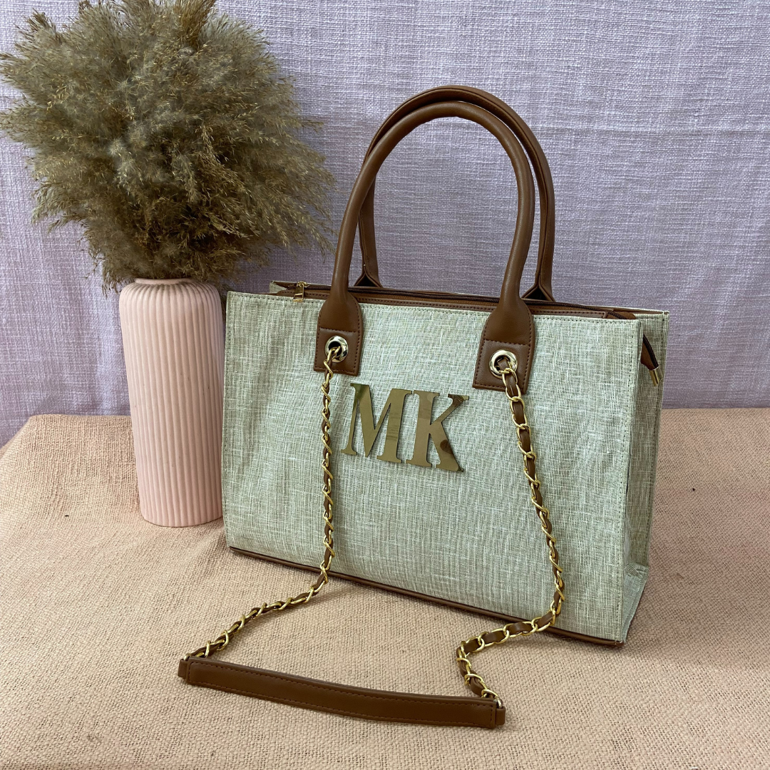 Beige Chain Tote 15inch