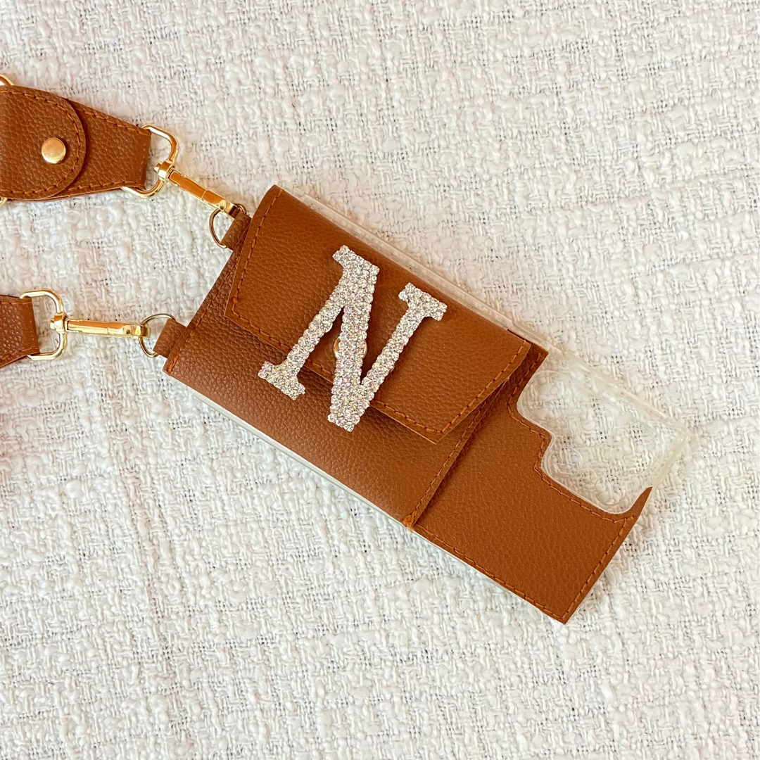 Tan Plain Pochette Belt with Phone Case