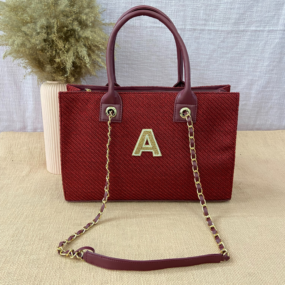 Mulberry Red Chain Tote 15inch.