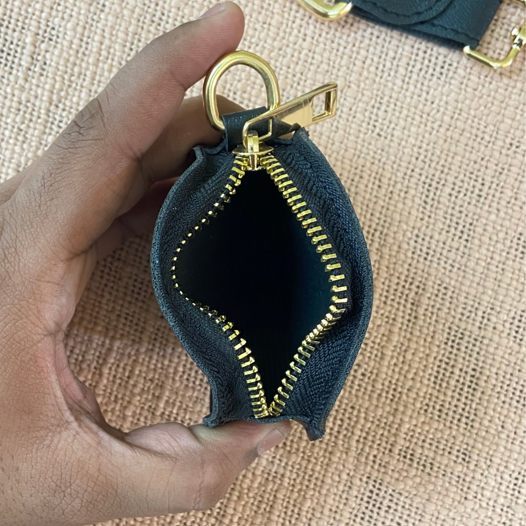 Black with Multi-Color Diamond Pochette Belt with Phone Case