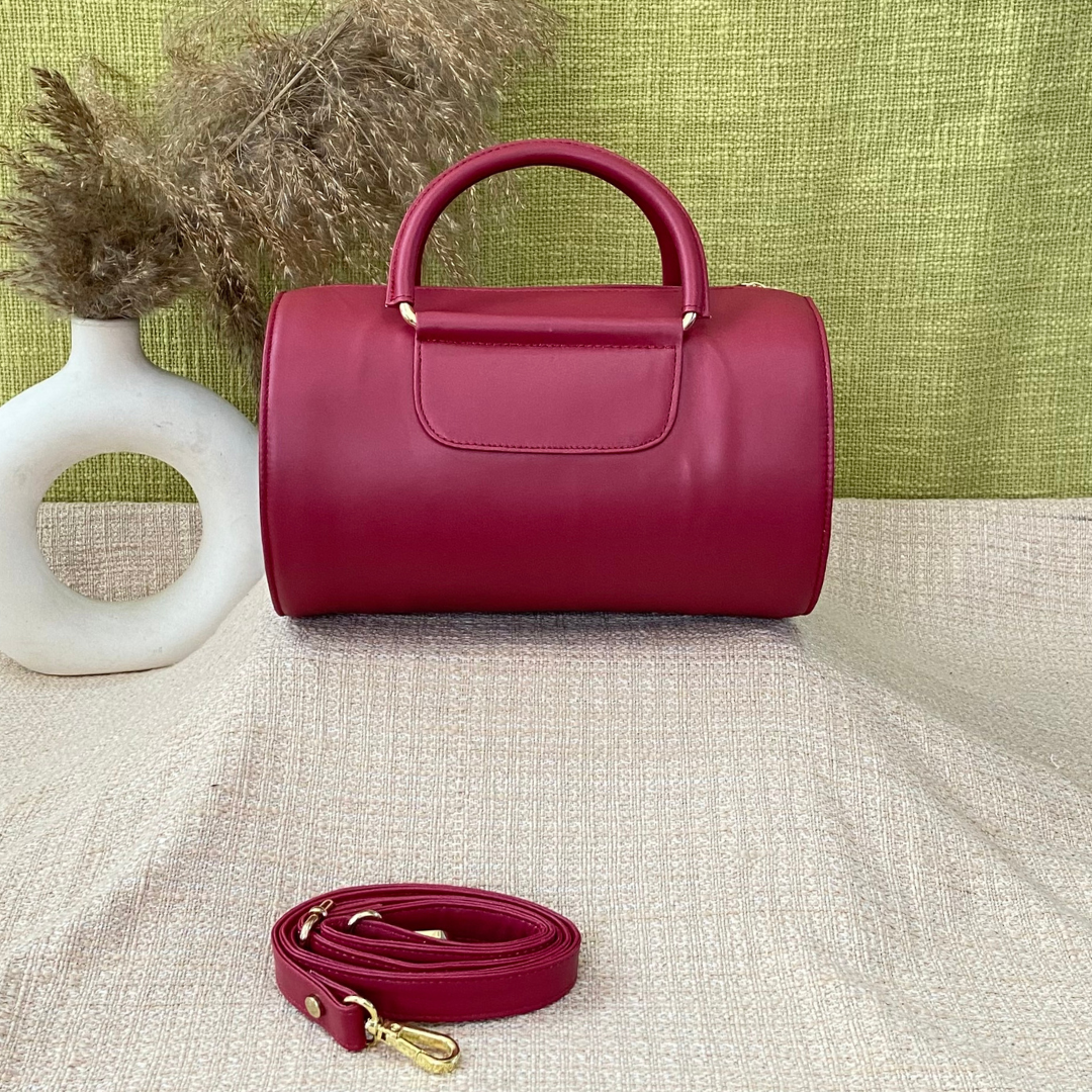 Maroon Barrel Bag Small.