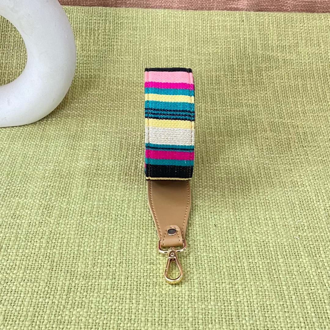 Beige Colorful Stripes Shoulder Strap