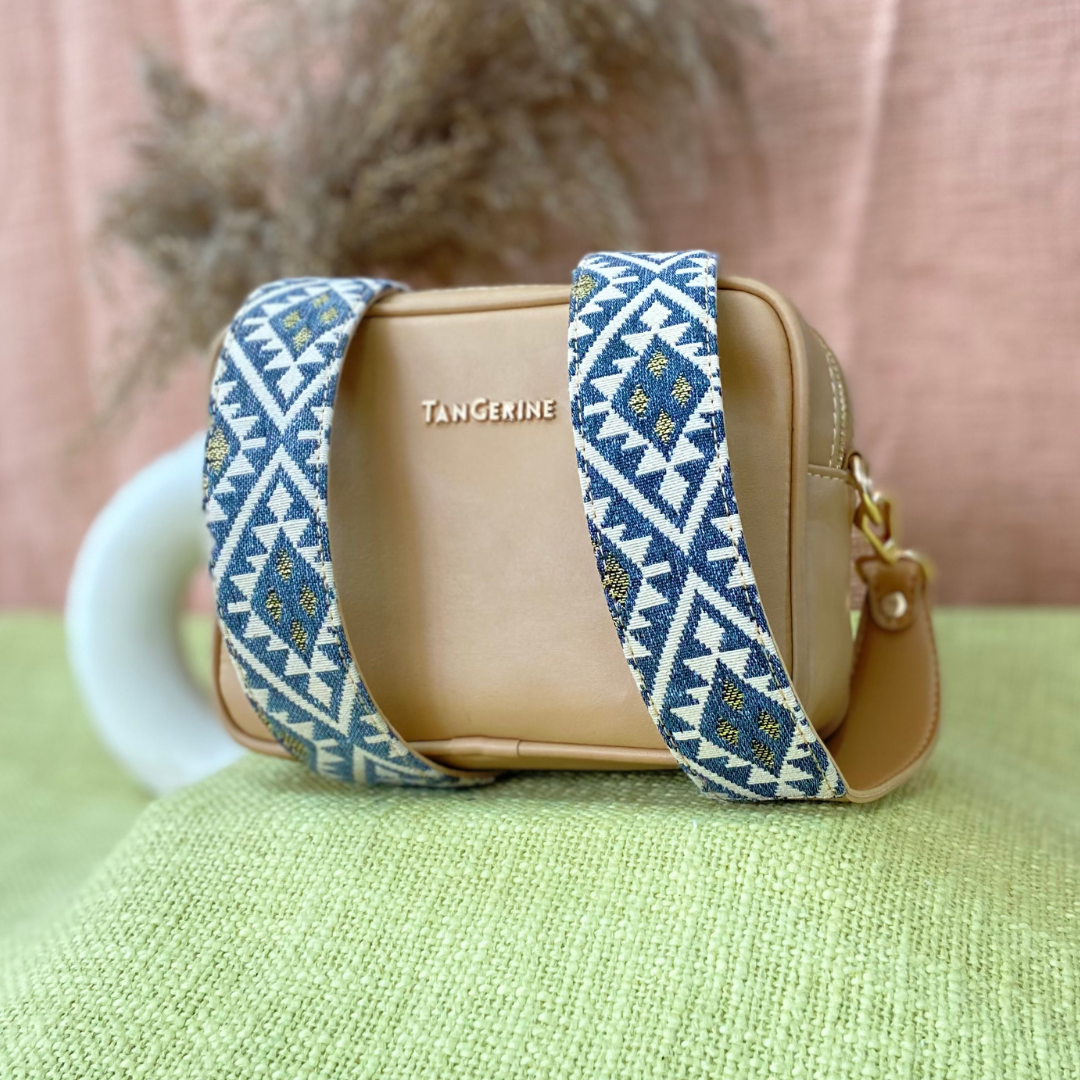 Beige Dual Compartment Bag with Light Black Diamond Belt. + Big Wallet Combo