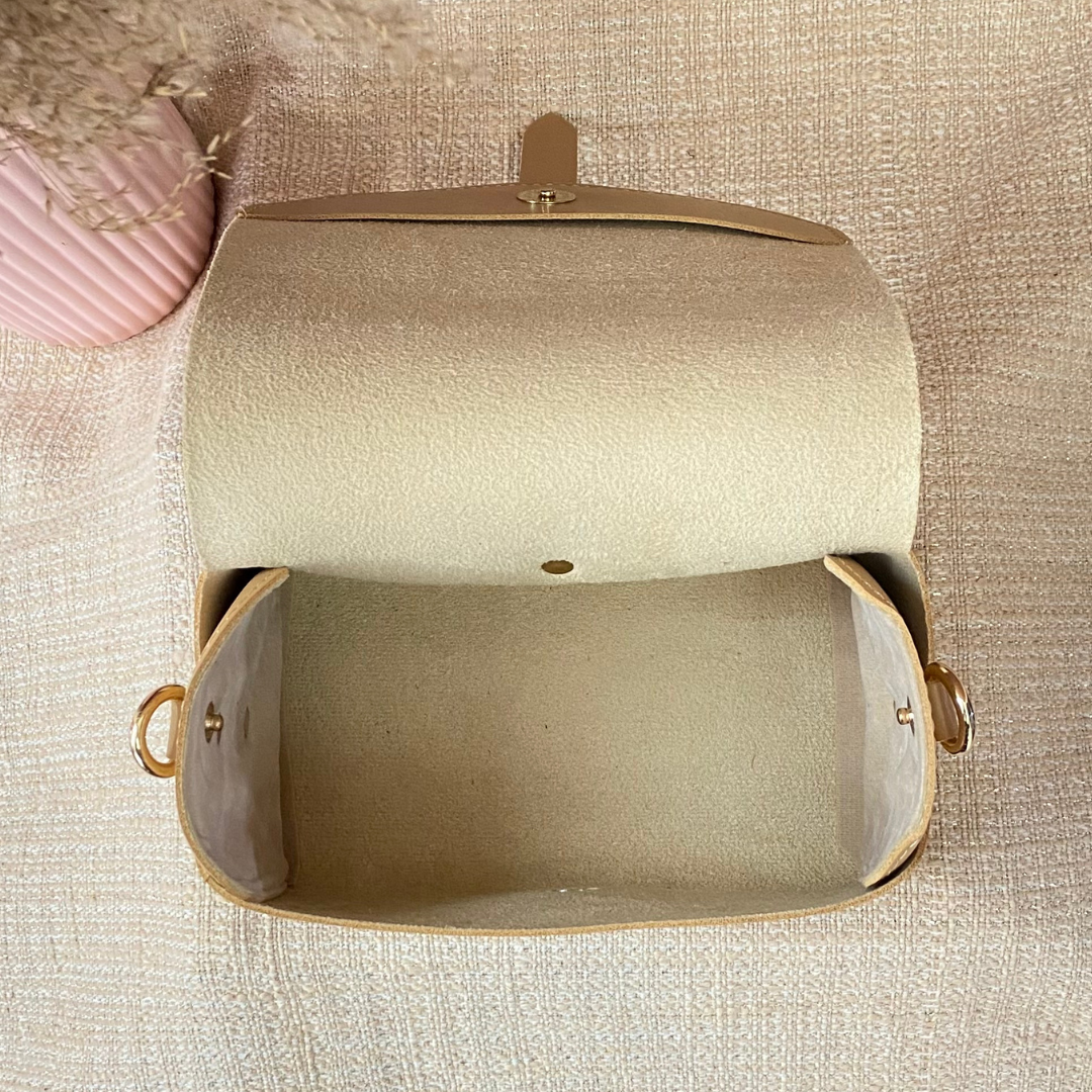 Beige Eva Bag with Sling Chain.