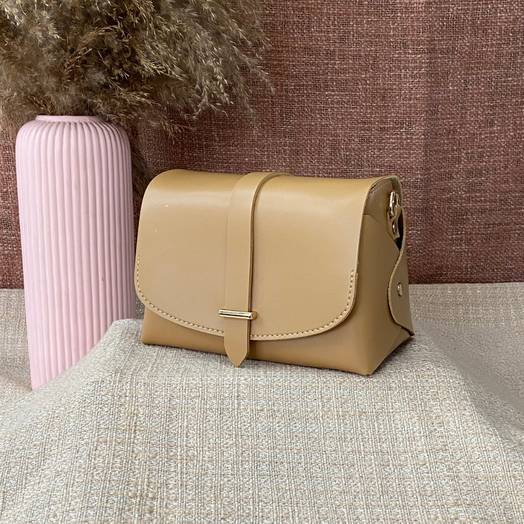 Beige Eva Bag with T-Shape Design Belt + Big Wallet